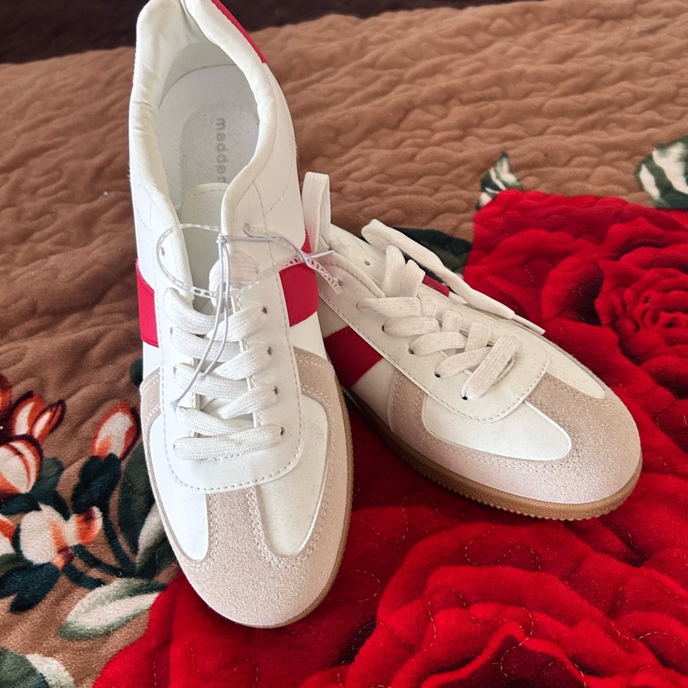 White and Red Sneakers